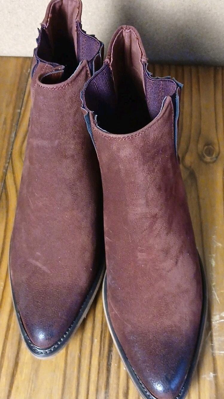 Arider Girl boots Womens Size 10 Faux Suede Ankle Boots Maroon Low Heel